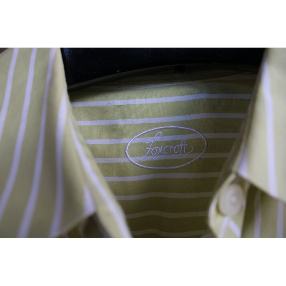 Foxcroft Green Striped Ladies Shirt Blouse Wrinkle Free Size 14 93461 - Picture 3 of 6